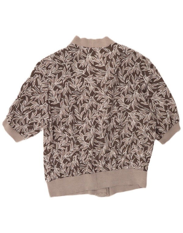 Bluză vintage cămașă cu mânecă scurtă pentru femei UK 18 XL poliester floral gri