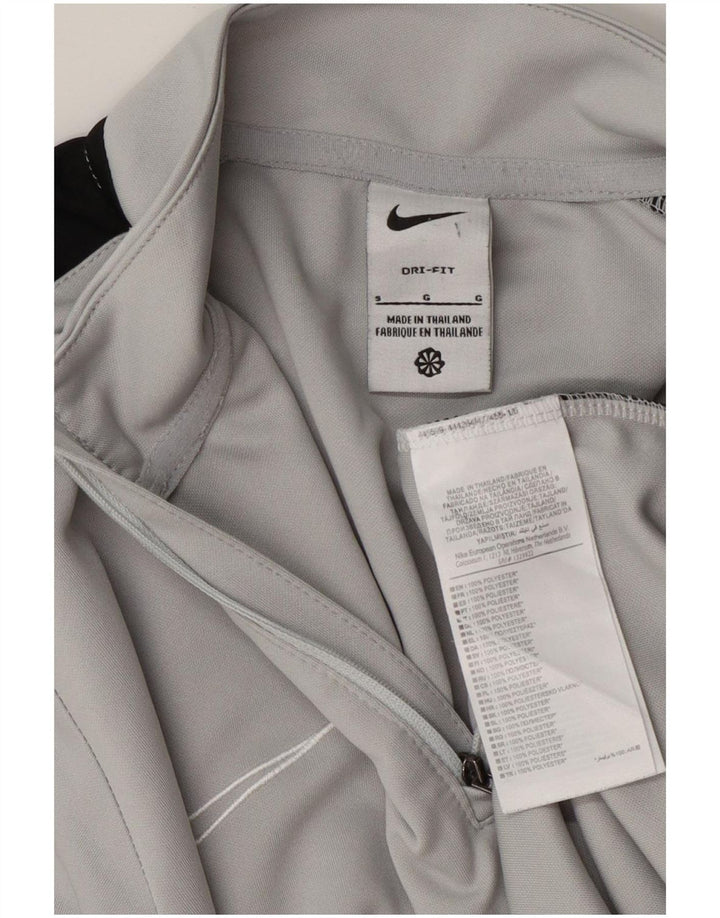 Top de trening pentru bărbați Dri Fit, cu fermoar și gât, color block, gri mic