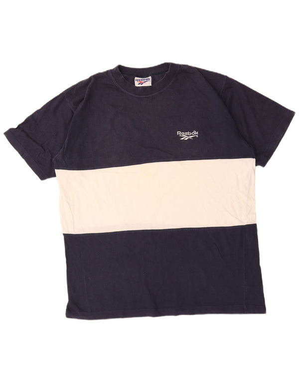 Tricou pentru bărbați Reebok Top XL bleumarin din bumbac color bloc