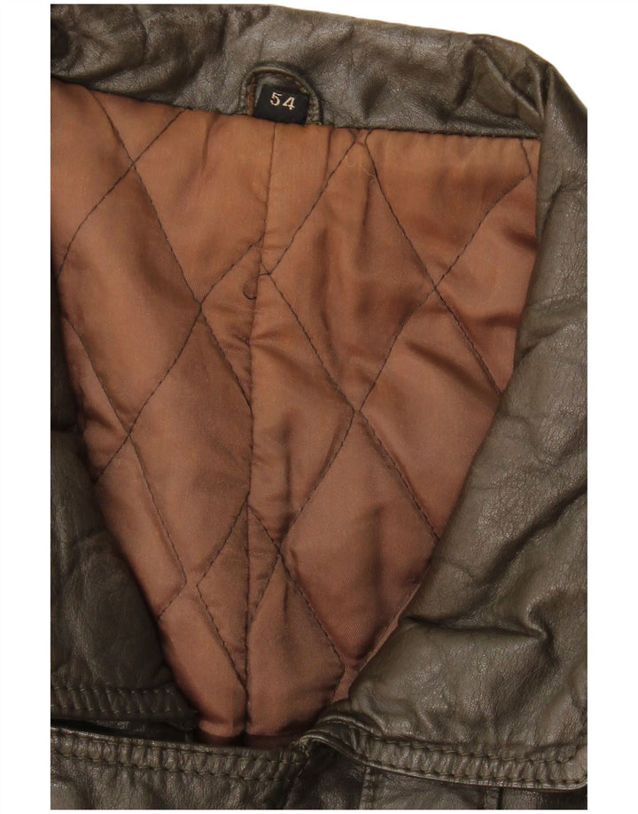 Palton din piele vintage pentru bărbați IT 54 2XL kaki