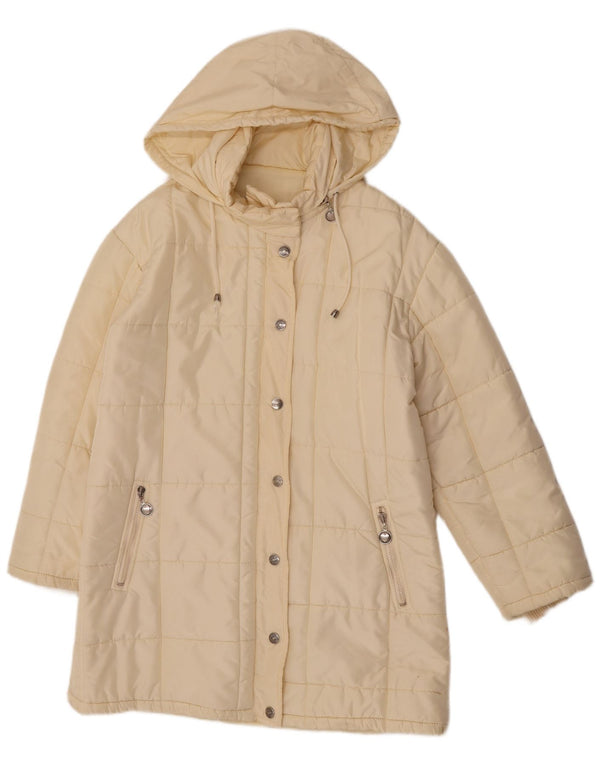 Moschino Womens Hooded Padded Coat UK 12 Medium Off White Polyester