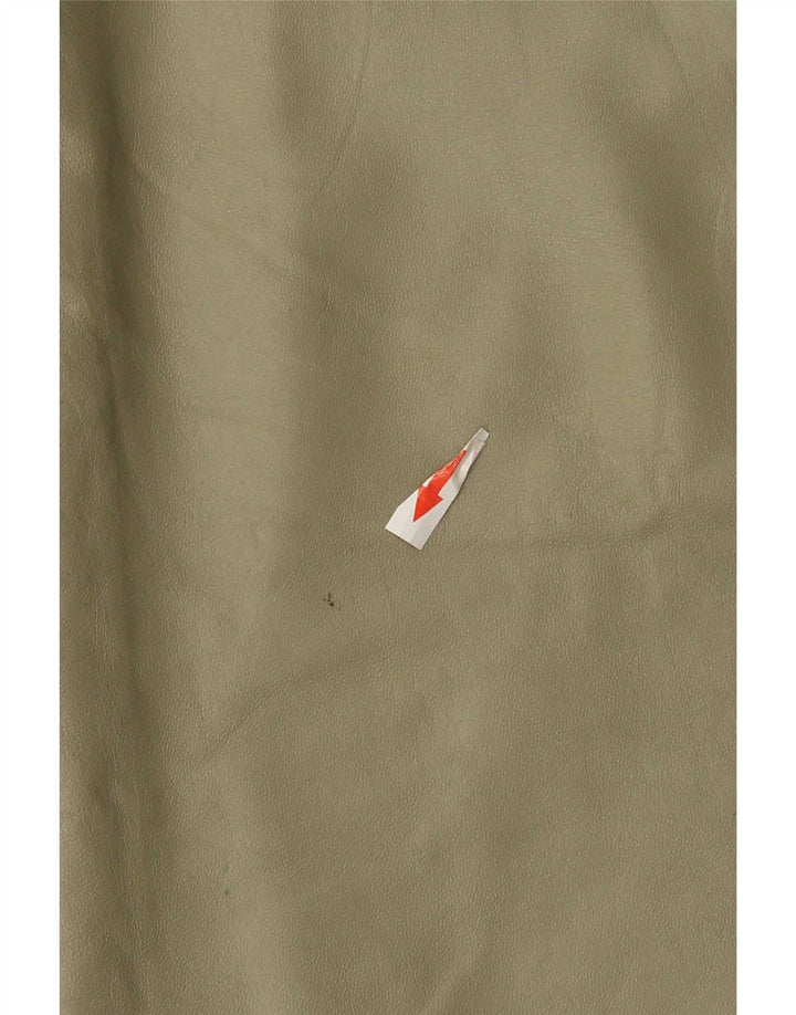 Fusta Midi din piele Vintage pentru femei W32 Kaki mare