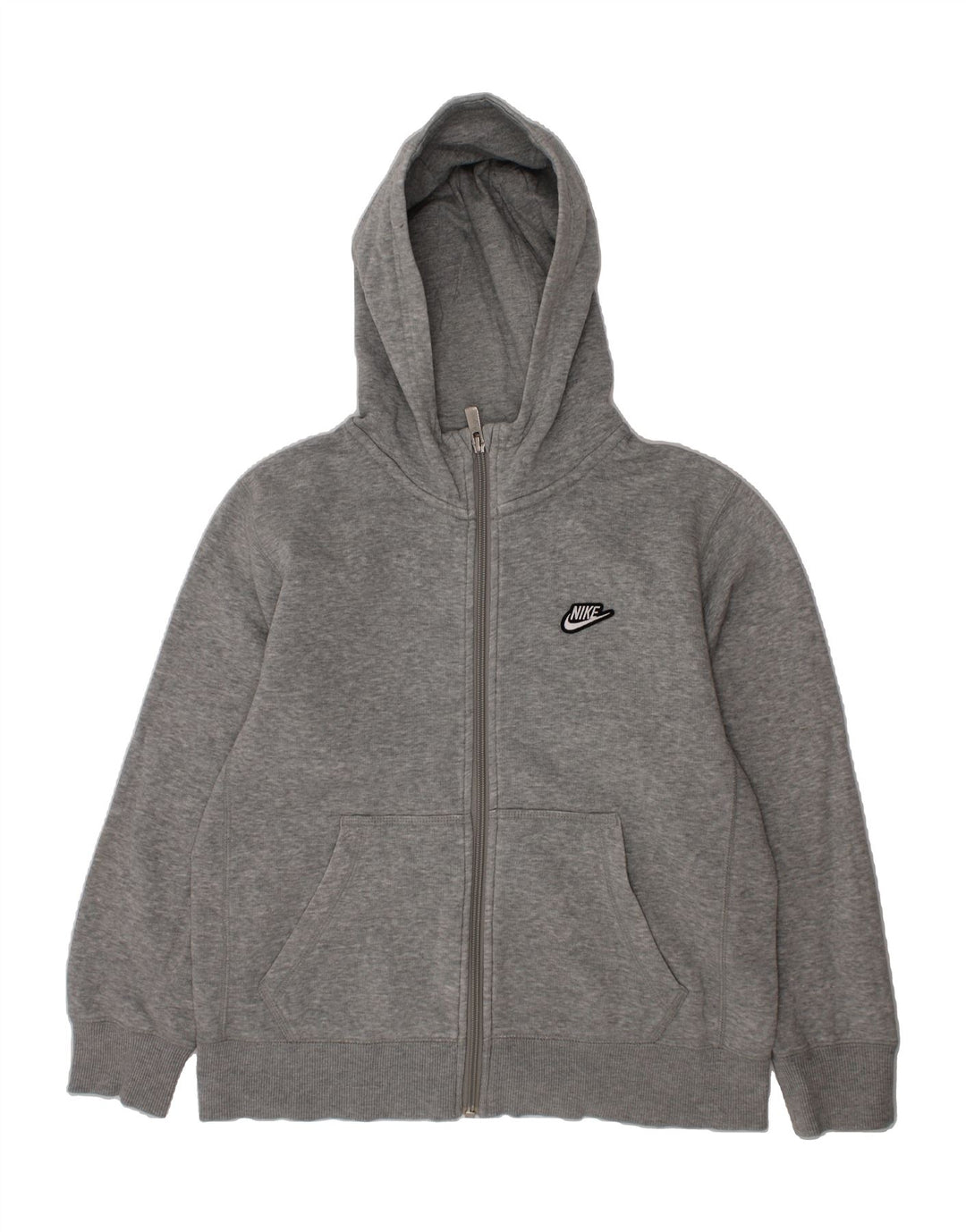 NIKE Boys Zip Hoodie Sweater 10-11 Years Medium Grey Cotton Vintage Nike and Second-Hand Nike from Messina Hembry 