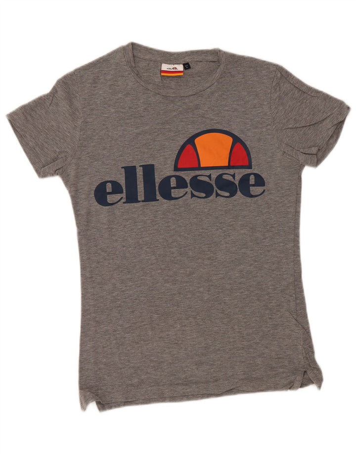 Tricou cu grafic pentru femei ELLESSE Top UK 10 mic, gri bumbac cu pete