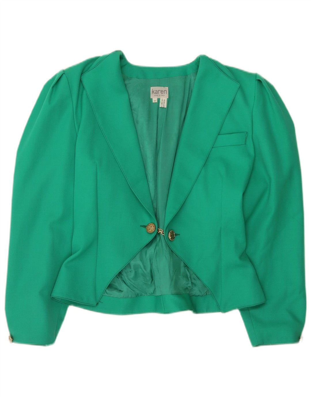 Blazer vintage pentru femei cu mâneci 3/4 UK 14 Lână verde medie