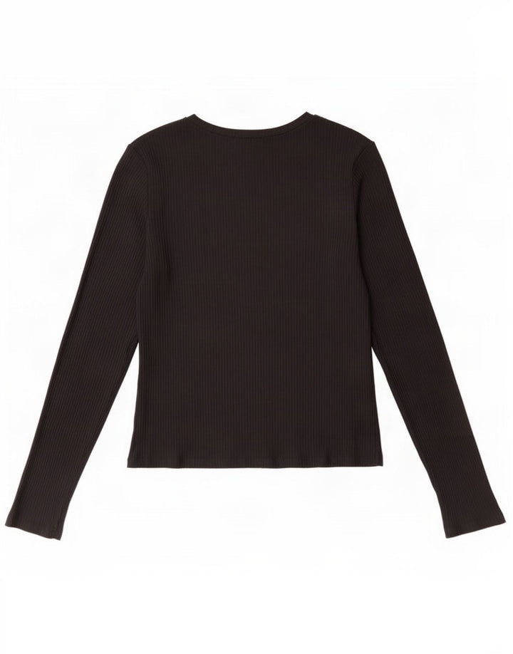Crop Top pentru femei Zara cu mânecă lungă UK 14 mare negru