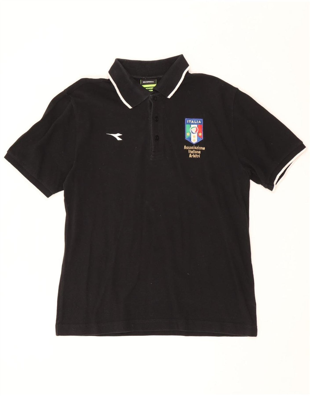 DIADORA Tricou Polo Grafic Italia pentru bărbați, bumbac mediu negru