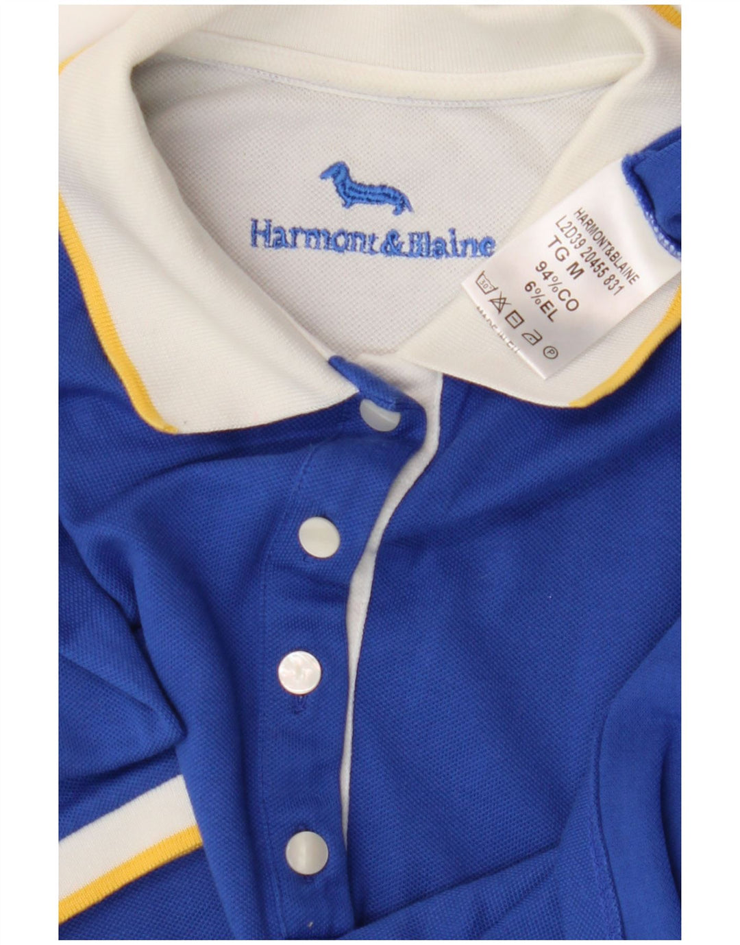 HARMONT & BLAINE Womens Polo Shirt UK 14 Medium Blue Cotton Vintage Harmont & Blaine and Second-Hand Harmont & Blaine from Messina Hembry 