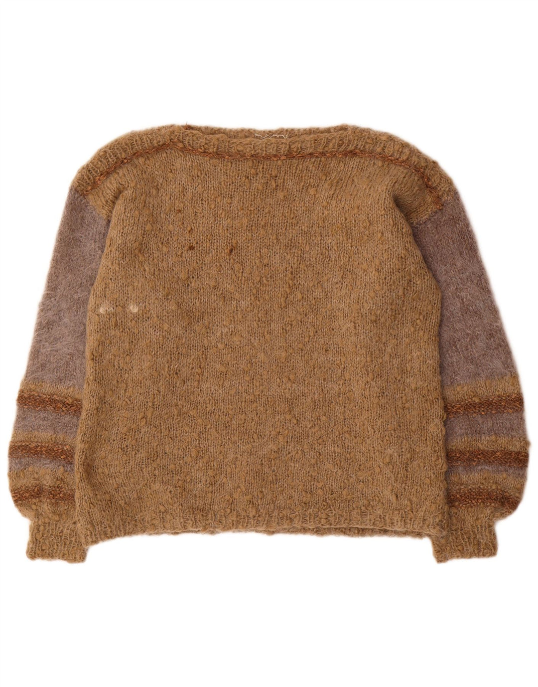 Pulover pentru femei VINTAGE cu gât de barcă UK 18 XL maro cu dungi