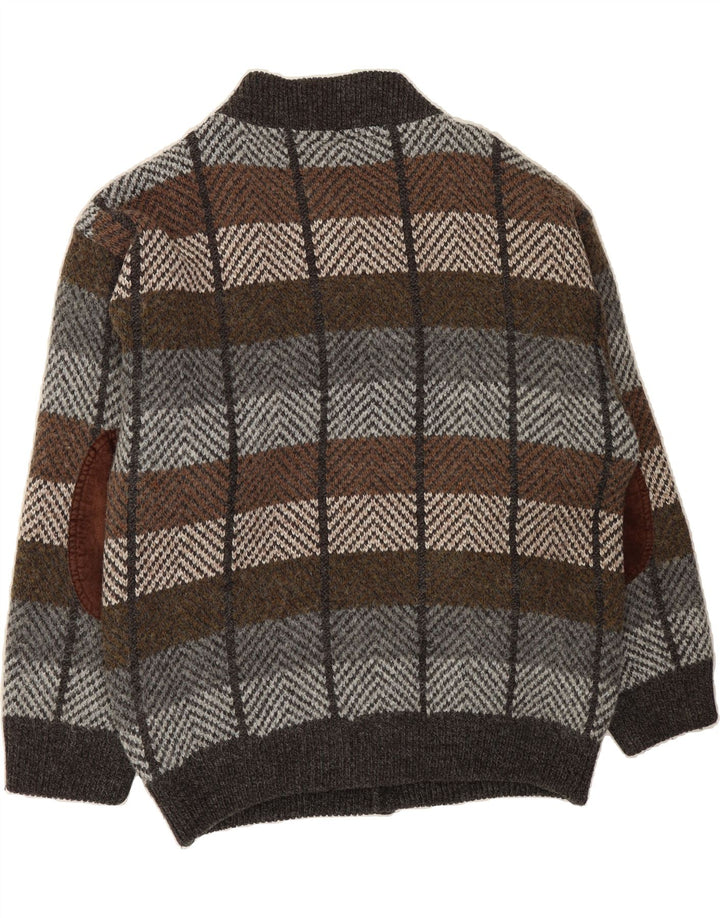 G. PISANO Mens Knit Bomber Jacket UK 36 Small Grey Striped Vintage G. Pisano and Second-Hand G. Pisano from Messina Hembry 
