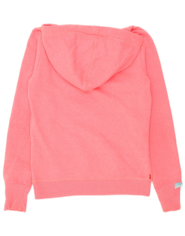 Pulover cu glugă grafic Superdry pentru femei UK 6 XS poliester roz