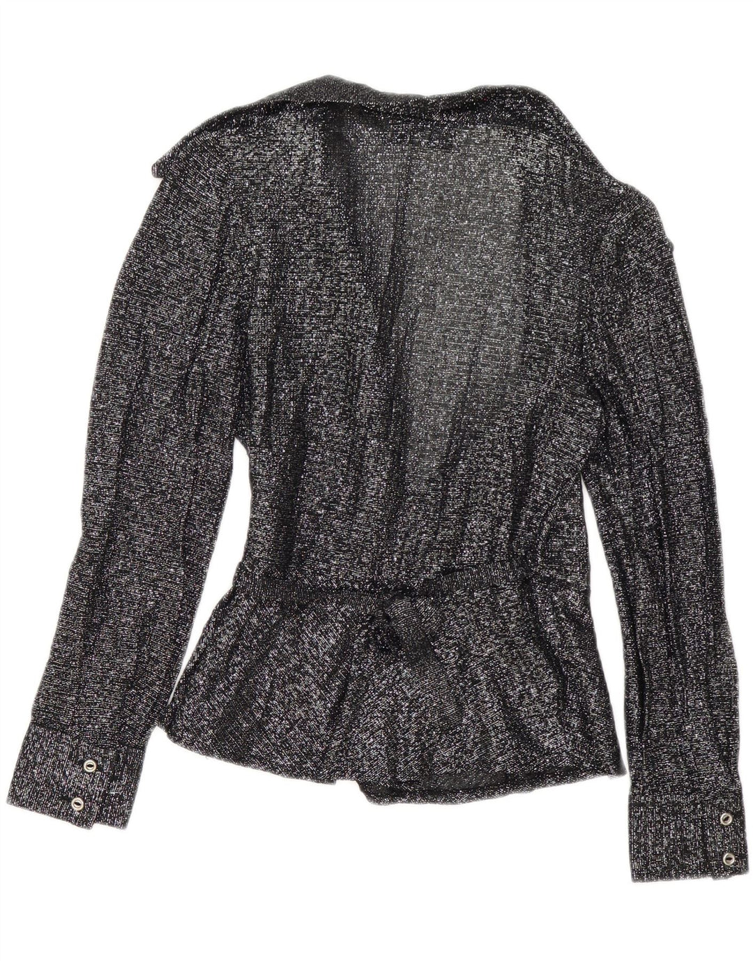 Bluză vintage pentru femei cu cămașă înfășurată EU 38 Medium Negru cu pete