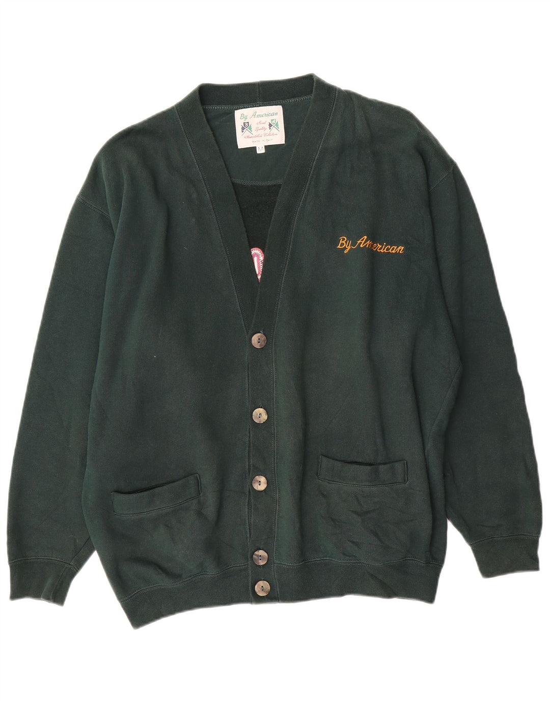 Pulover cardigan pentru bărbați de la American, bumbac verde mediu
