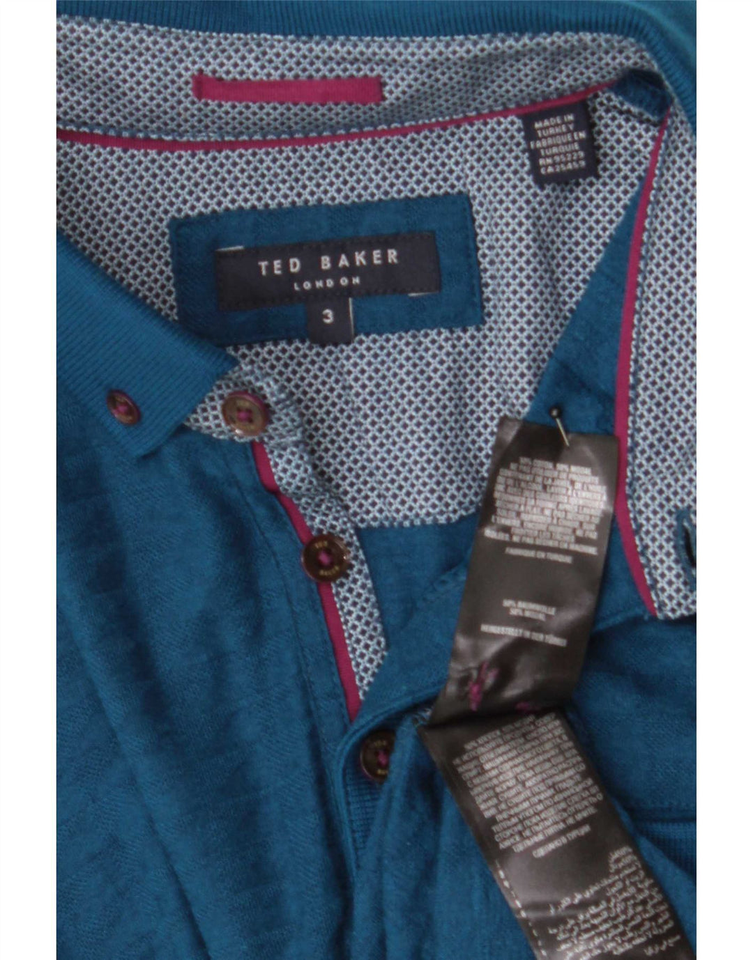 Ted Baker Tricou polo pentru bărbați Mărimea 3 Bumbac turcoaz mediu