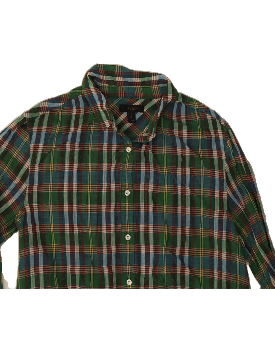 J. CREW Womens Shirt US 6 Medium Green Check Cotton Vintage J. Crew and Second-Hand J. Crew from Messina Hembry 