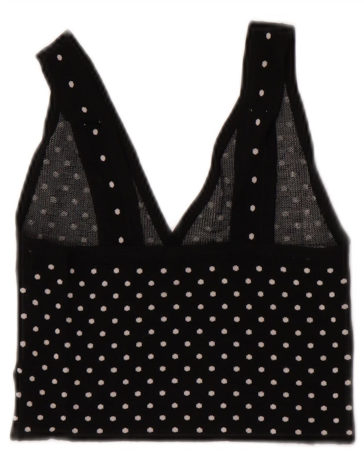 Crop Top fără mâneci pentru femei Zara UK 8 Small Black Spotted Viscose