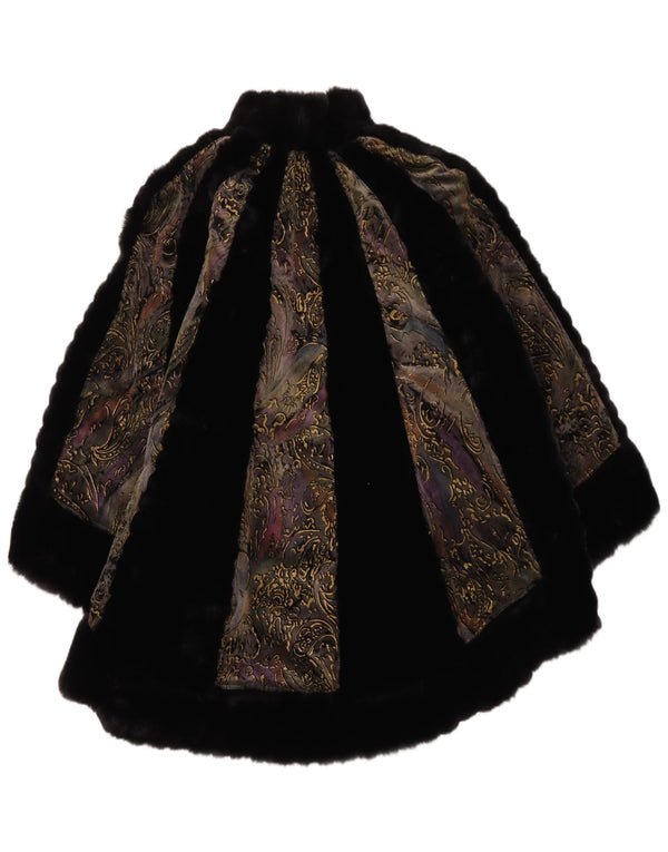Pardesiu vintage pentru femei din blană artificială UK 16, mare, negru, cachetele