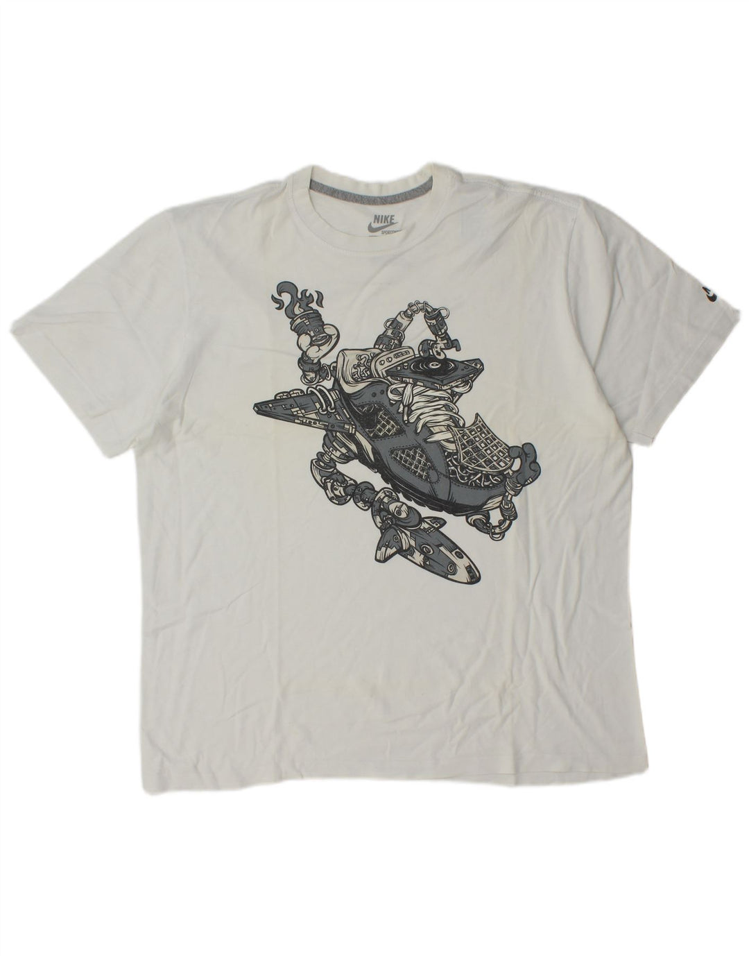 Tricou grafic Nike pentru bărbați, cu tăiere standard, top XL, bumbac alb