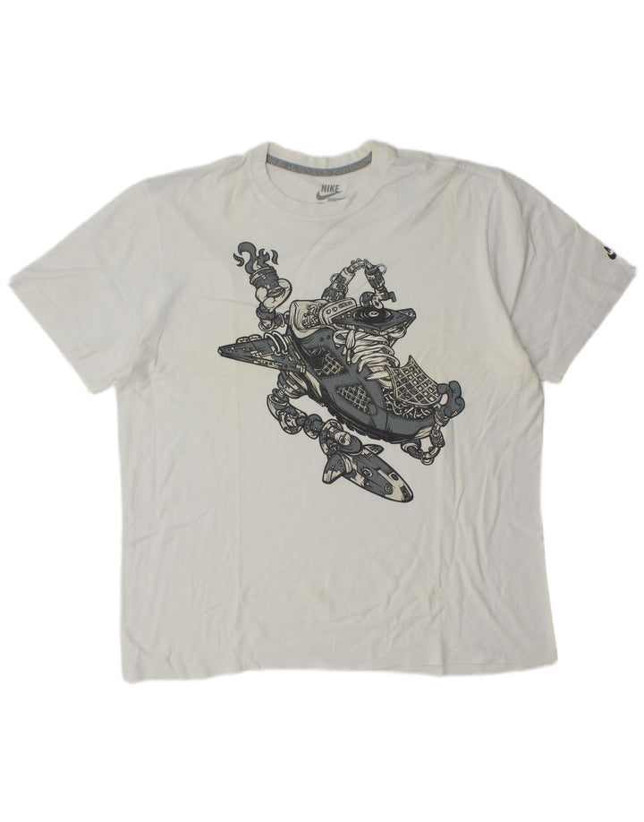 Tricou grafic Nike pentru bărbați, cu tăiere standard, top XL, bumbac alb