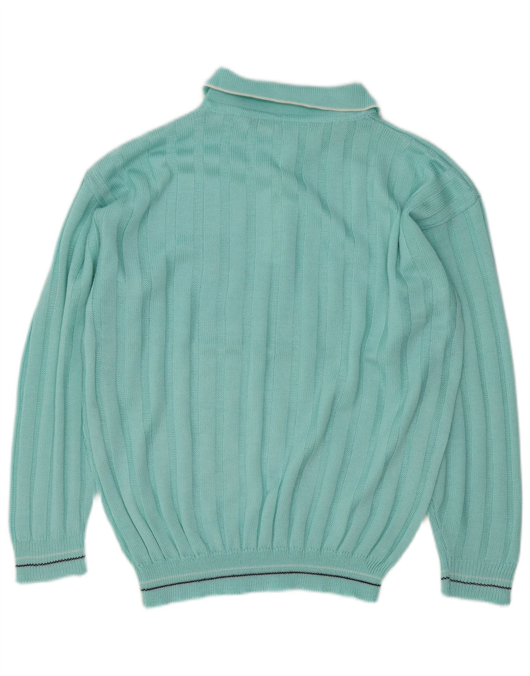 Pulover vintage pentru bărbați cu gât polo, turcoaz mediu