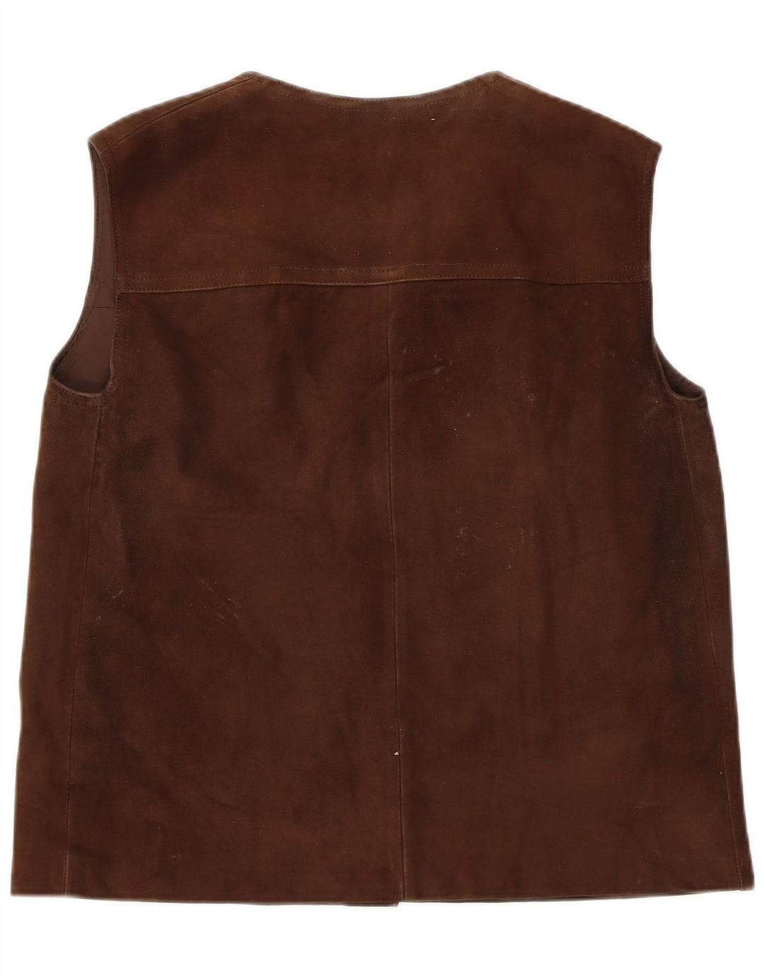 Gilet vintage pentru femei din piele intoarsa UK 14 maro mediu