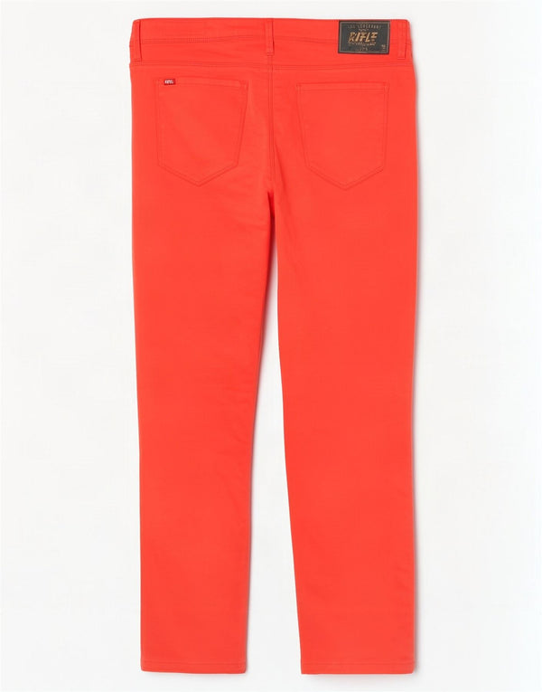 Pantaloni casual slim pentru femei Rifle Crudella cu talie medie L32 L28 bumbac roșu