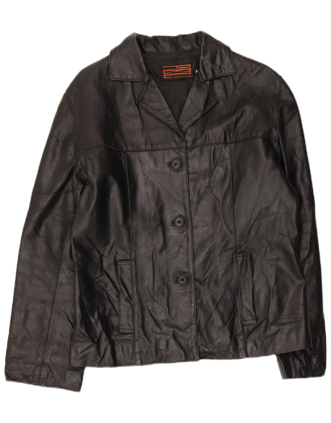 Jachetă de piele vintage pentru femei UK 14 Medium Black Leather