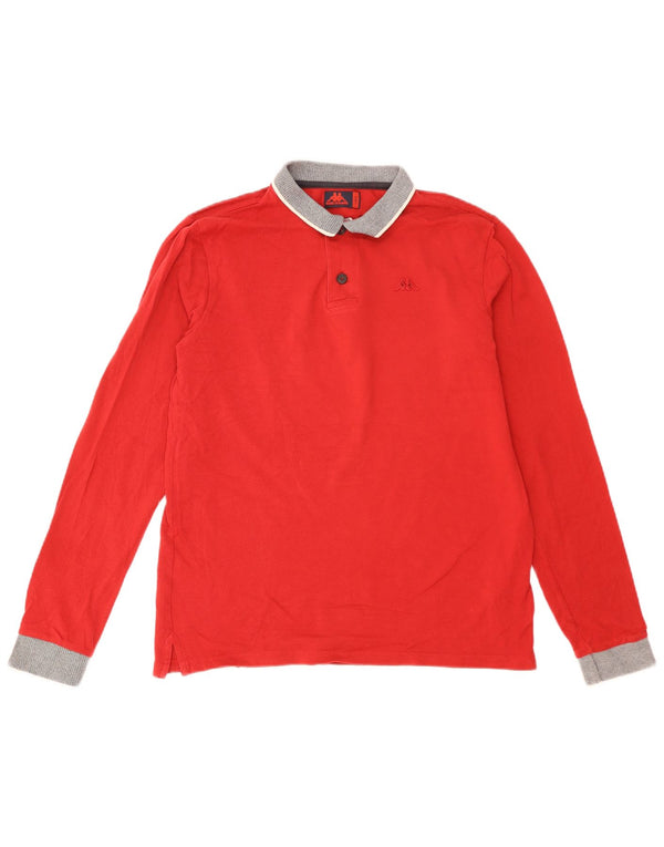 Tricou polo rugby cu mânecă lungă pentru bărbați Kappa, bumbac roșu mare