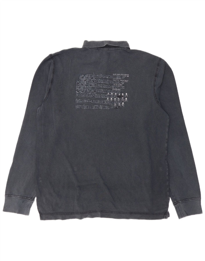 RALPH LAUREN Tricou polo cu mânecă lungă pentru bărbați, mare, bleumarin