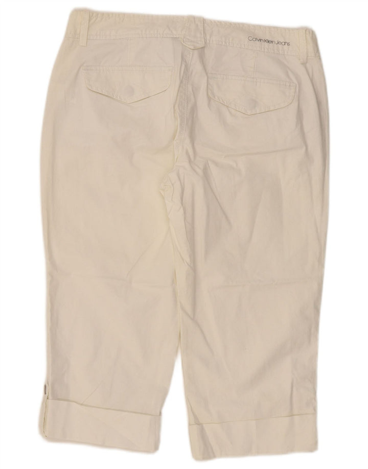 Pantaloni slim Capri CALVIN KLEIN pentru femei US 12 Large W34 L19 Off White