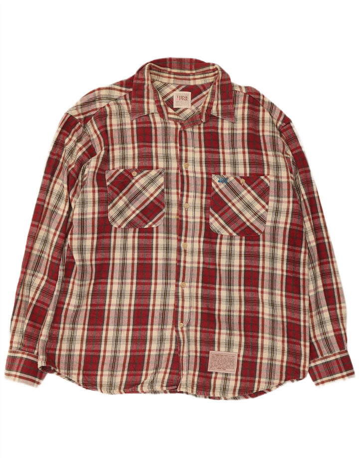 Cămașă de flanel în carouri pentru bărbați Think Pink, XL Burgundy Check