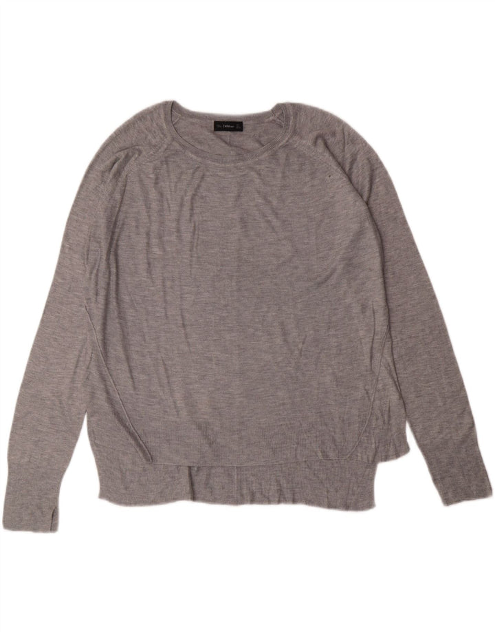 ZARA Womens Boat Neck Jumper Sweater UK 16 Large Grey Vintage Zara and Second-Hand Zara from Messina Hembry 