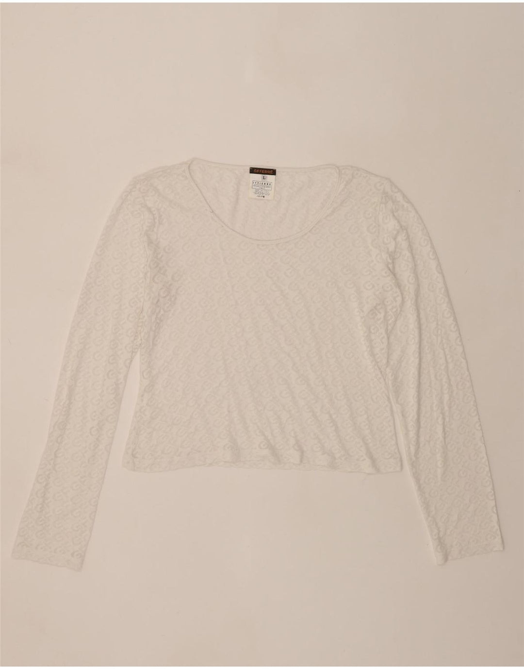 GF FERRE Womens Graphic Top Long Sleeve UK 16 Large White Viscose Vintage GF Ferre and Second-Hand GF Ferre from Messina Hembry 