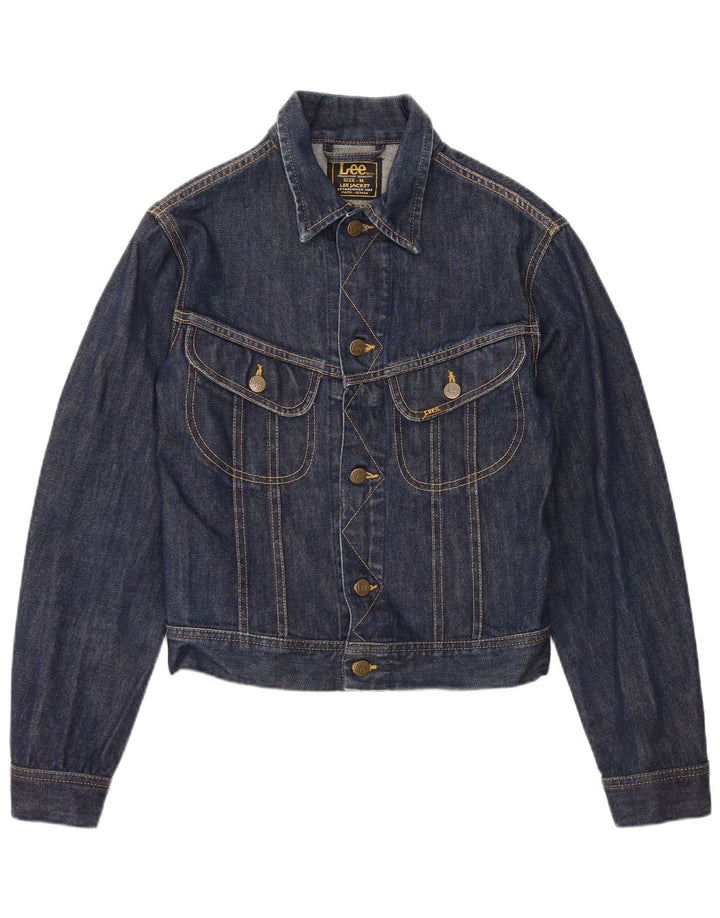 Jachetă de denim crop pentru femei Lee UK 12, bumbac mediu albastru bleumarin