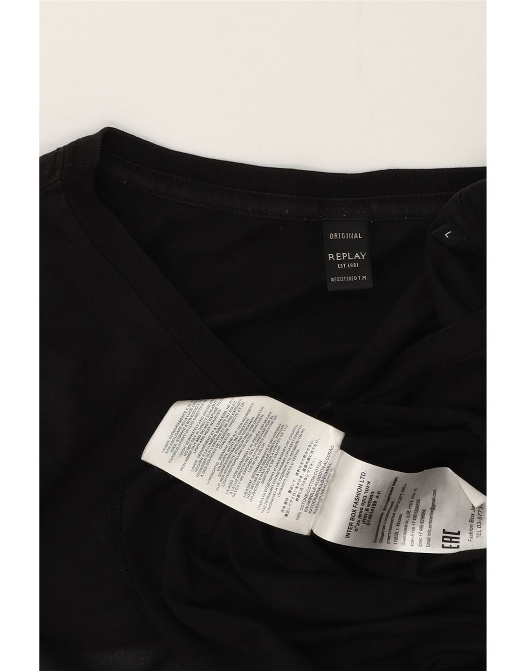 REPLAY Tricou grafic pentru bărbați Top mare din bumbac negru