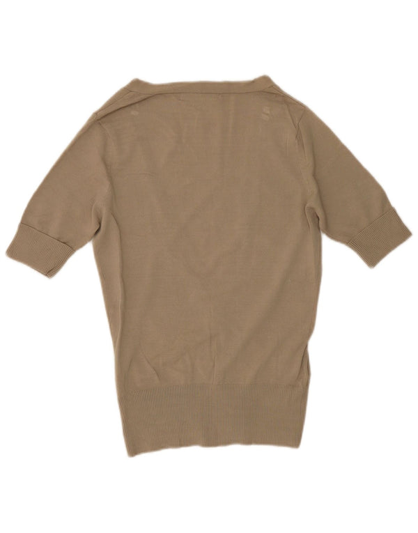 Pulover cardigan cu mânecă scurtă pentru femei Zara UK 12 Medium Khaki Viscose
