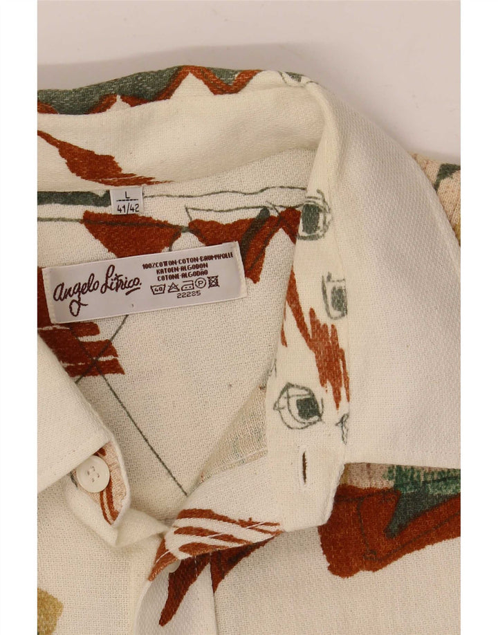 Cămașă pentru bărbați cu model abstract Angelo Litrico Mărimea 41/42, mare, alb
