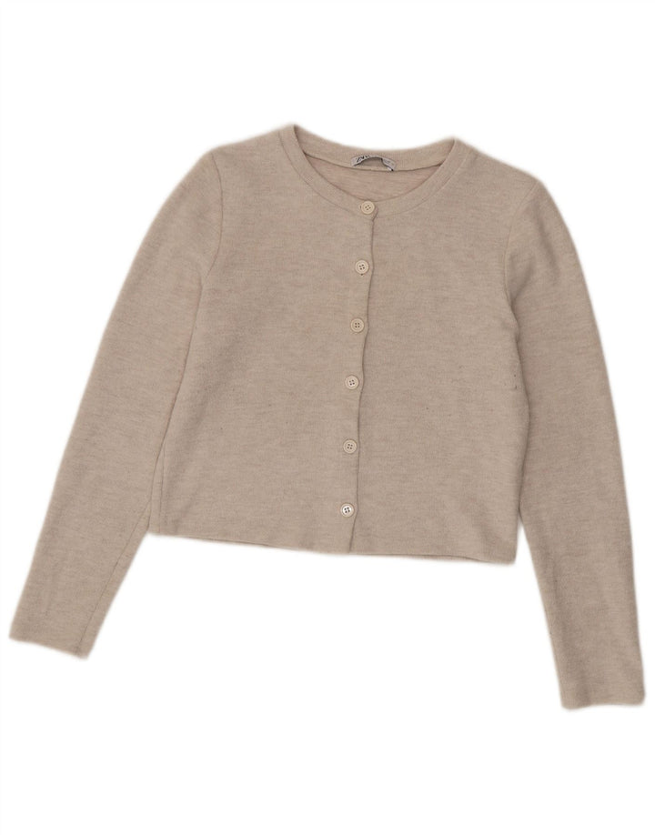 Pulover cardigan pentru femei Zara UK 12 Medium Bej Poliester
