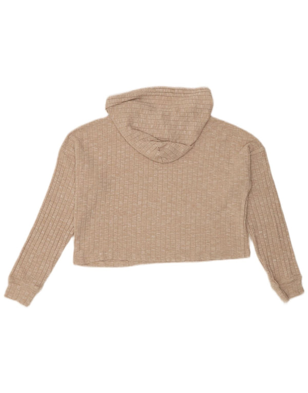 Pulover Topshop pentru femei Crop Hoodie UK 10 Small Beige Viscose