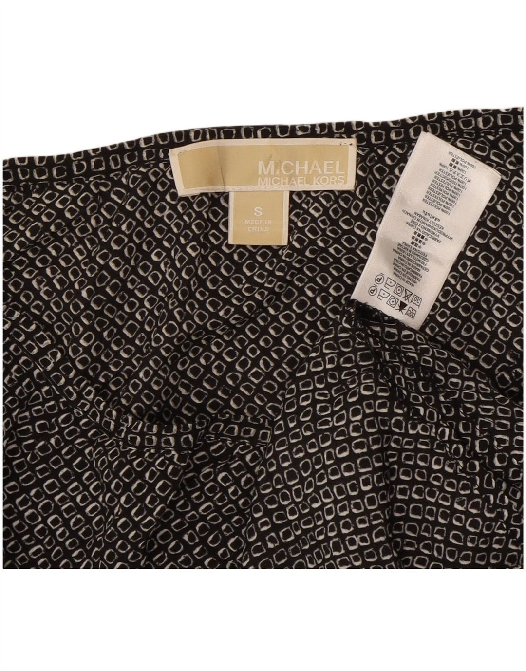 MICHAEL KORS Top pentru femei cu mâneci 3/4 UK 10 Mic, negru, poliester geometric