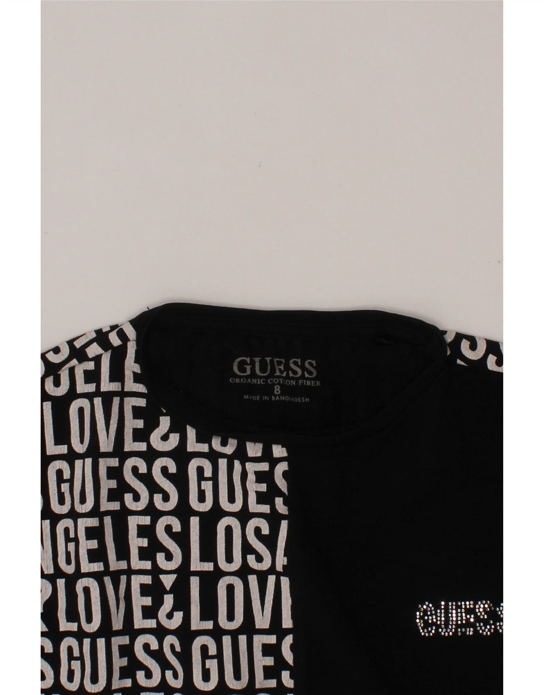 Tricou grafic GUESS pentru fete Top 7-8 ani bumbac negru