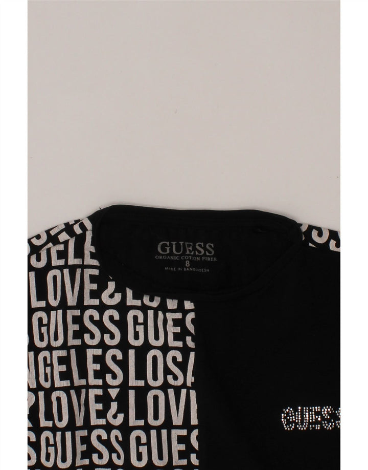 Tricou grafic GUESS pentru fete Top 7-8 ani bumbac negru