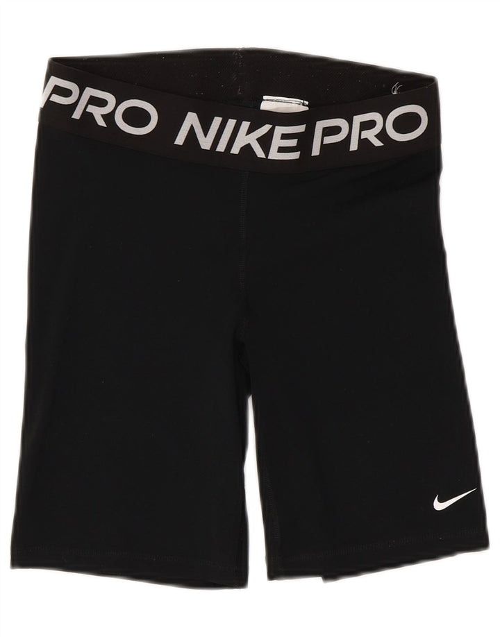 Pantaloni scurți sport NIKE Dri Fit Graphic pentru femei UK 12 Poliester mediu negru