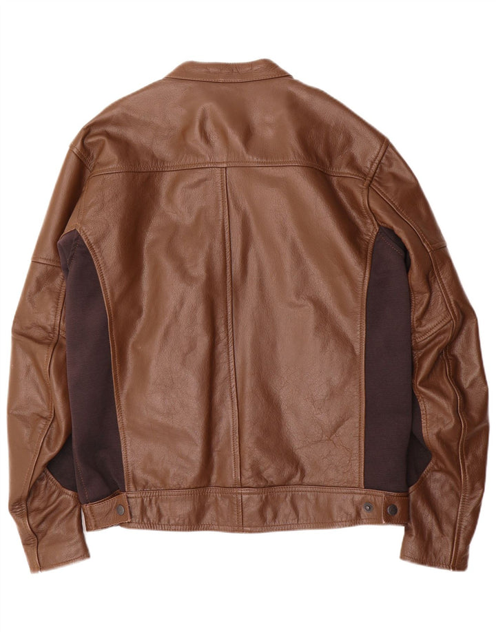 Jachetă de curse din piele pentru bărbați Course UK 38 Medium Brown Colorblock Piele