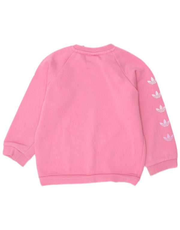 Adidas Baby Girls Graphic Sweatshirt Jumper 12-18 Months Pink Cotton