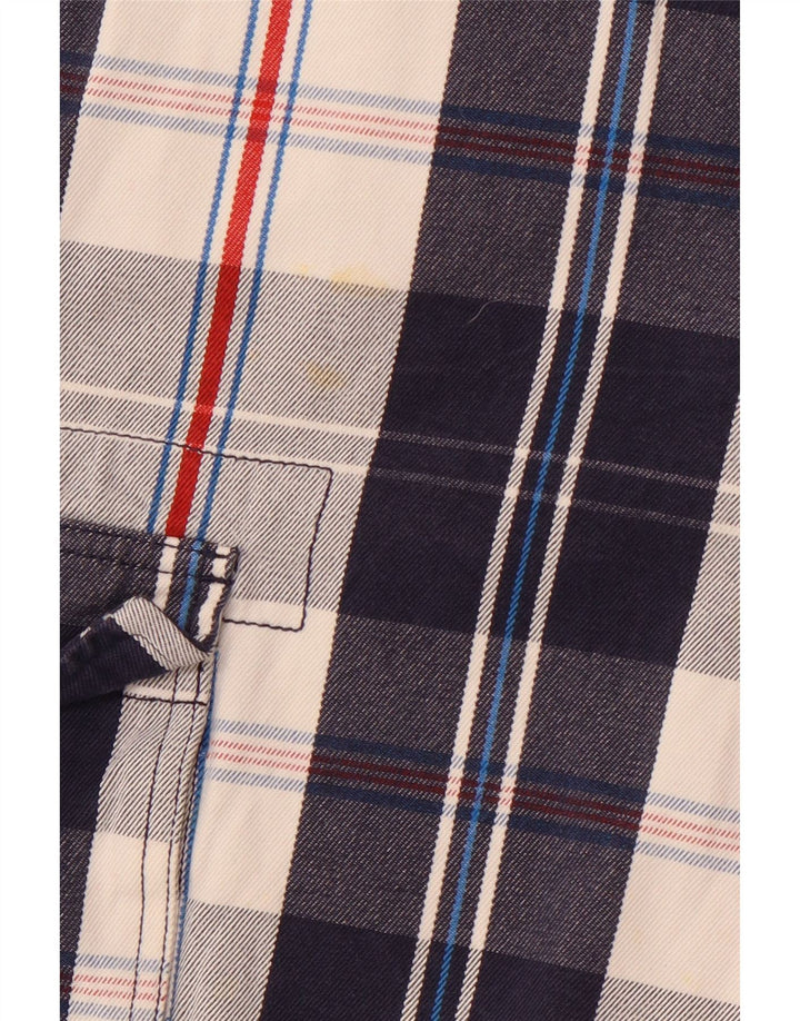 CREW CLOTHING Pantaloni scurți cargo pentru bărbați, mediu W32, din bumbac cu carouri bleumarin