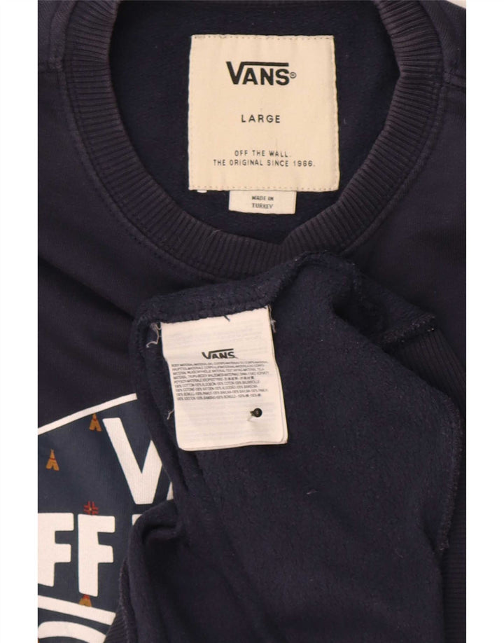 Hanorac grafic pentru bărbați Vans Pulover mare din bumbac bleumarin