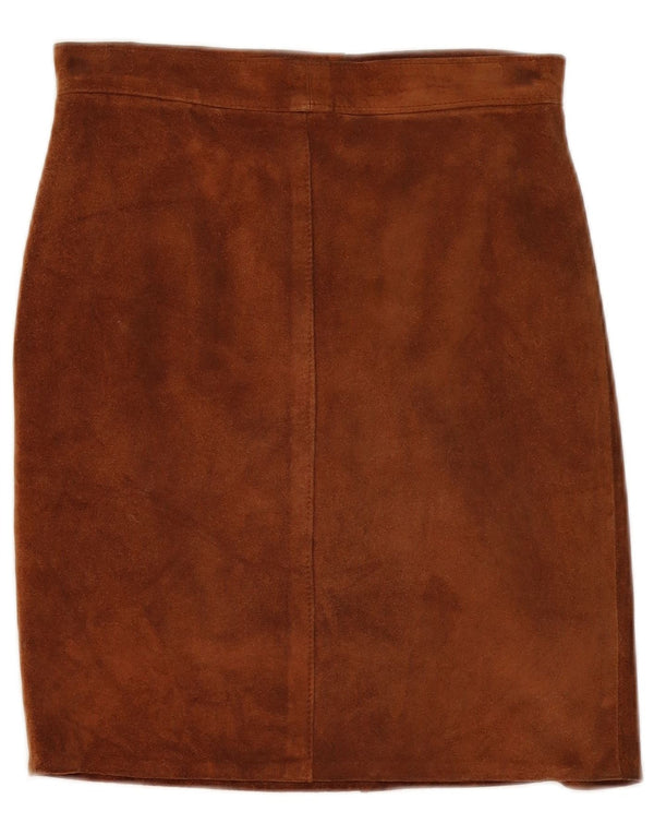 Fusta de damă vintage din piele intoarsa Mica W27 din piele maro