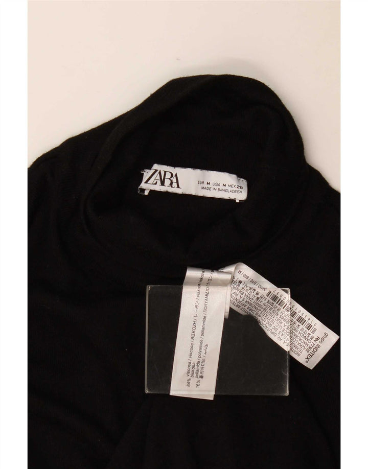 Pulover pentru femei cu gât rulat Zara UK 12, viscoză medie, neagră