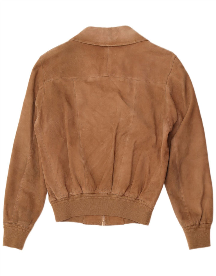 Bomber vintage pentru bărbați din piele intoarsa UK 36, maro, piele retro